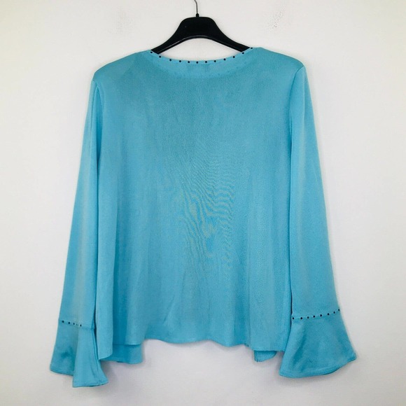 Ming Wang Womens Small Jacket Tank Set Black Blue Studded Shoulder Pad Flaw BQ28 - Picture 3 of 8